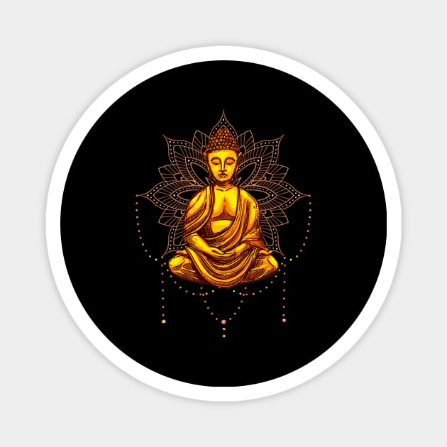 Buddha Statue Meditation Mantra Magnet by Foxxy Merch